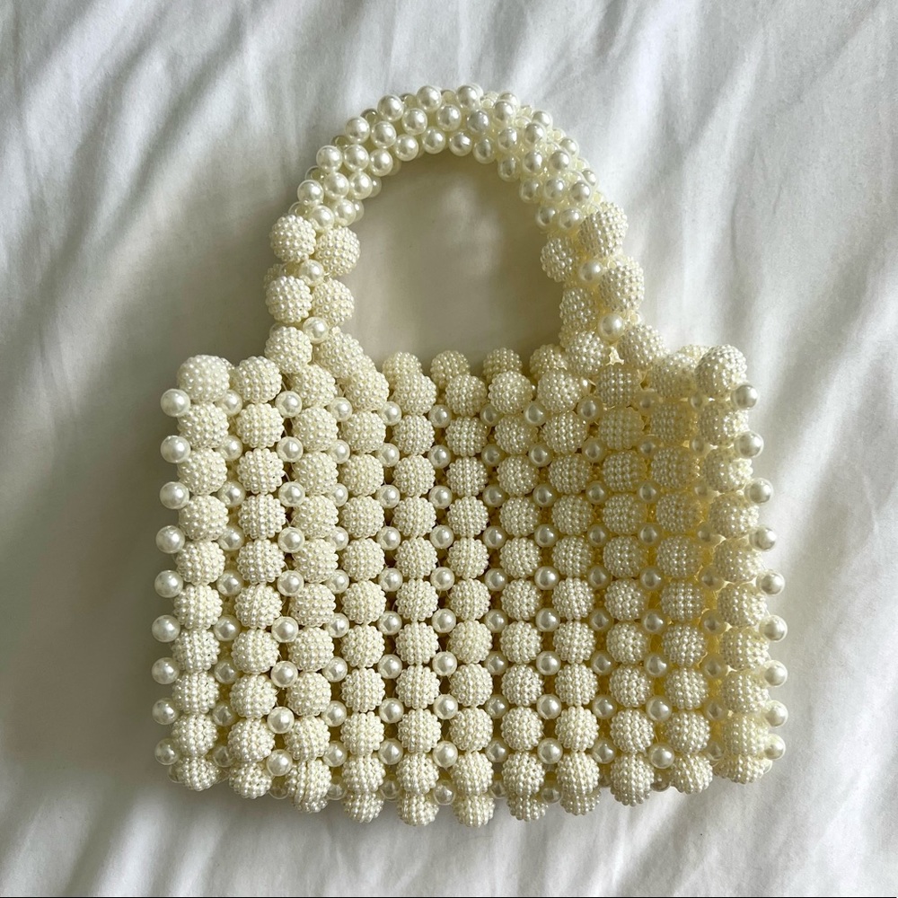 White Pearl Bridal Purse Mini Tote